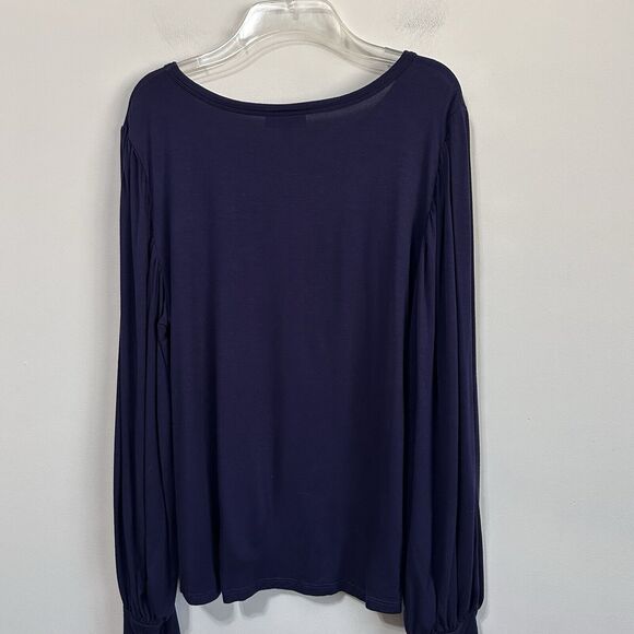 Modcloth Jersey Tee XL Violet Blue Balloon Sleeve Boat Neck Pullover SOFT Casual - Picture 7 of 10